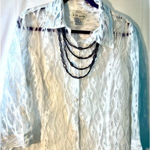 Women’s white sheer top size large